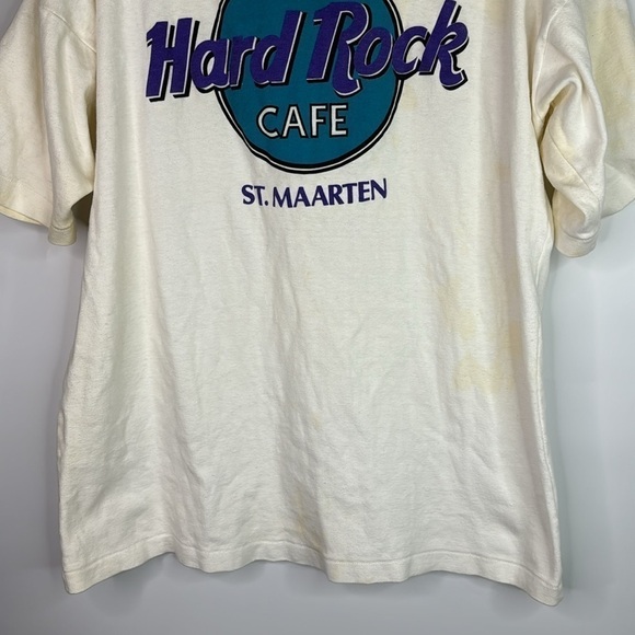 Vintage Super T's Hard Rock Cafe St. Marten White Grunge Tshirt XL - Picture 3 of 12